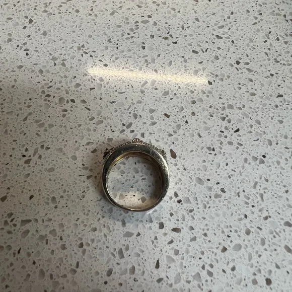 Gold Over Sterling Silver Genuine Emerald, Sapphire & Ruby Wide Band Ring - Picture 5 of 5